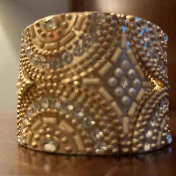 BLING | Embellished Gold/Silver/White Stretch Thick Bangle Bracelet - Picture 5 of 5